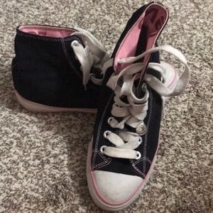 Black and Pink Levi brand sneakers